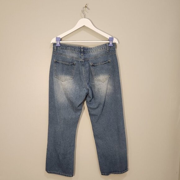 MISSLOOK Painted Sunflower Denim Ankle Boyfriend Jeans - Size M - Picture 2 of 6